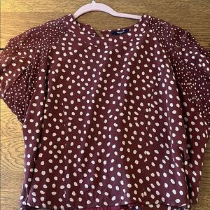 Madewell Burgundy and Cream Polka Dot Top